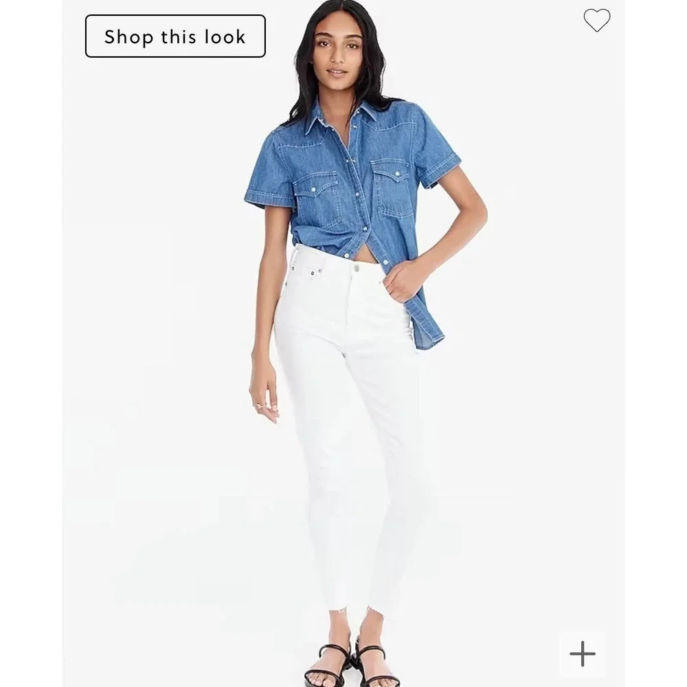 JCrew 10" high-rise toothpick jean in white